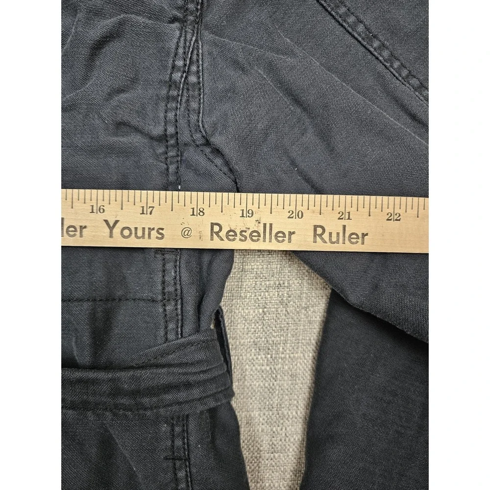 Free People Jacket Womens Small Black Belted Utility Safari Pockets Open Front